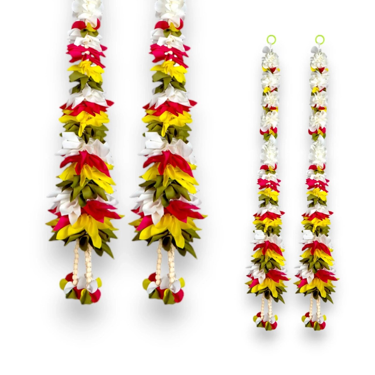 2 Strings Artificial Fabric Jasmine Garland for Festivals Pooja Indian Muslim Wedding Home Decor - Housewarming Diwali Eid Decorations - Mehndi Haldi Party Day of the Dead Door Hanging